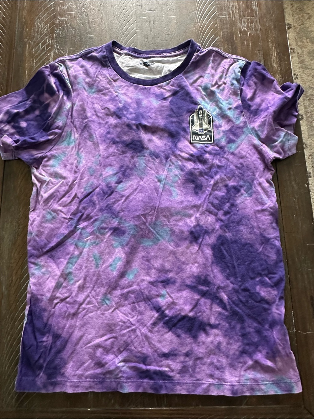 Old Navy Purple Tie-Dye Crewneck NASA Tee - Size Medium